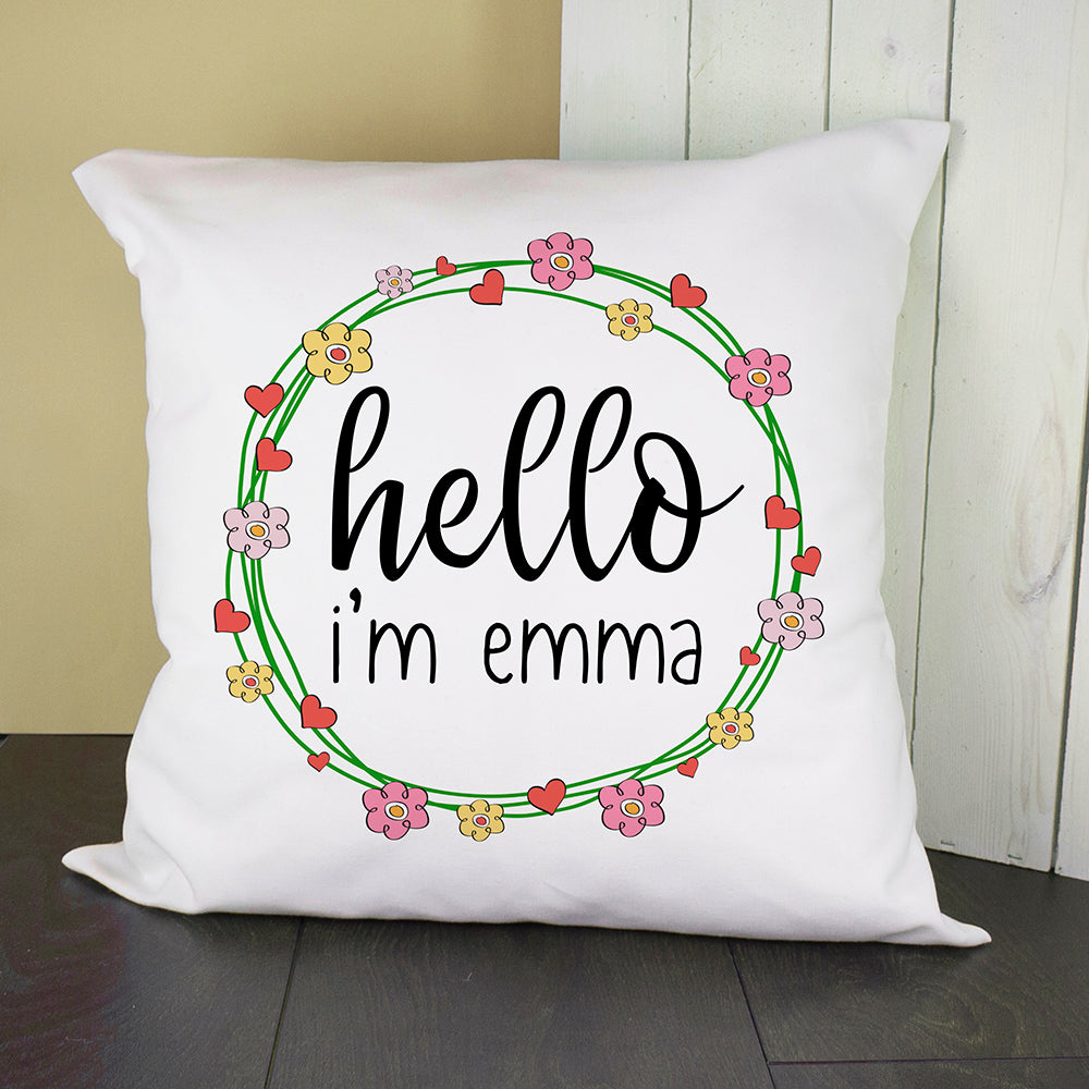 Personalised Floral Frame Cushion Cover - treat-republic
