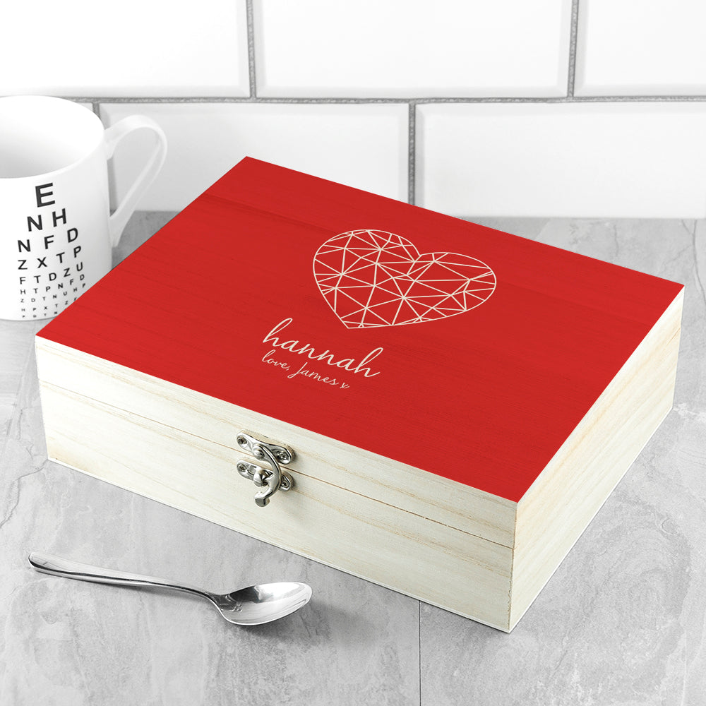 Personalised Geometric Heart Tea Box - treat-republic
