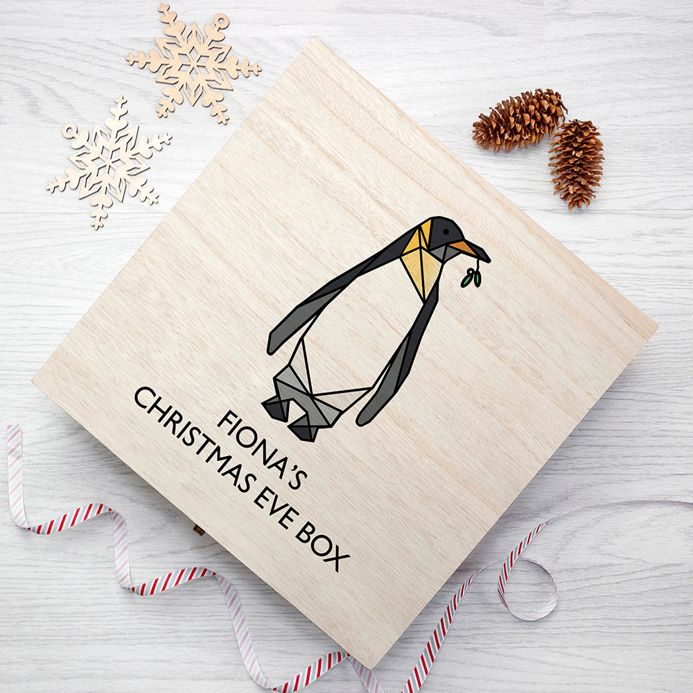 Personalised Geometric Penguin Christmas Eve Box - treat-republic
