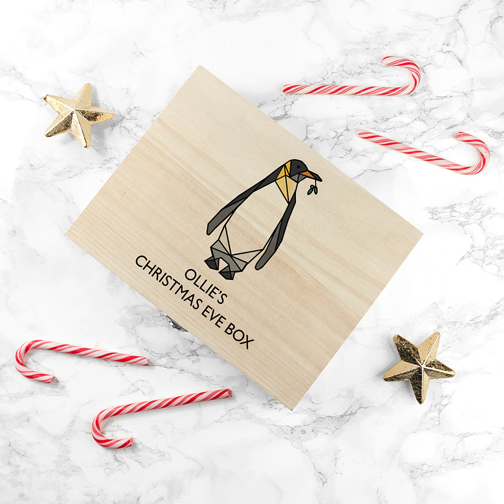 Personalised Geometric Penguin Christmas Eve Box - treat-republic