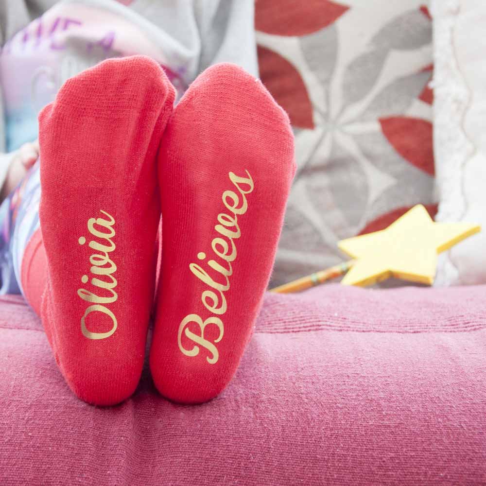 Personalised Kids Crimson & Gold Christmas Day Socks - treat-republic