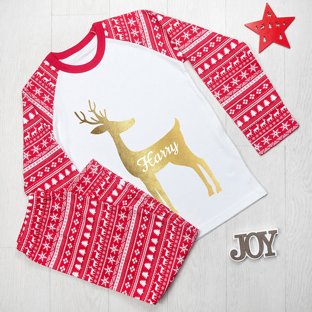 Personalised Kids Reindeer Scandi Pyjamas - treat-republic