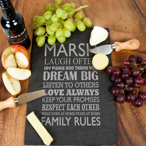 Personalised Large Family Rules Slate Board - treat-republic