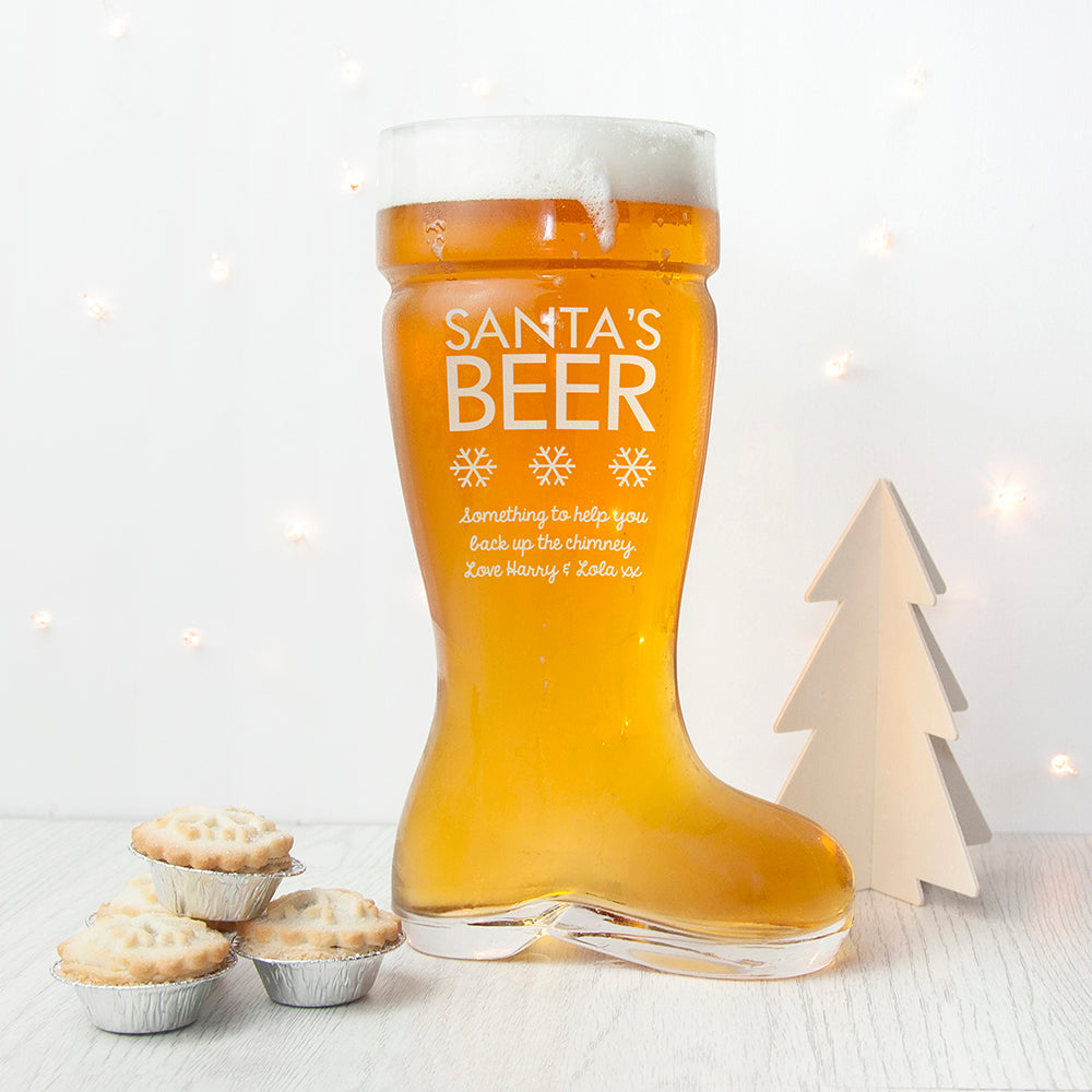 Personalised Large Santa's Boot Beer Glass - treat-republic