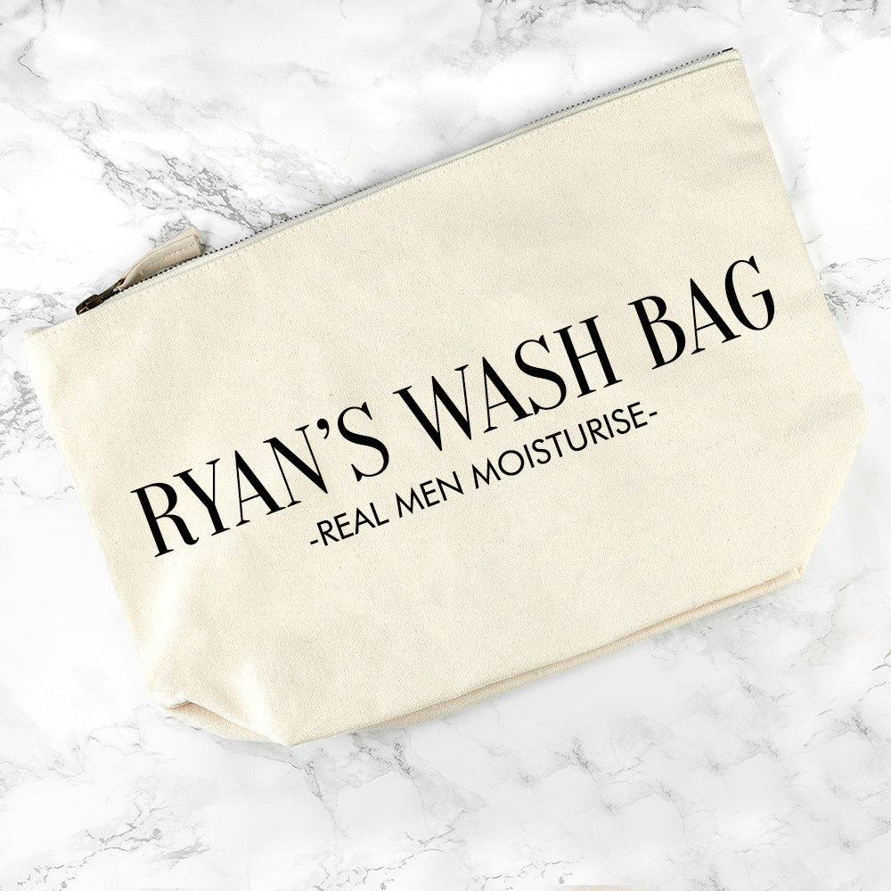 Personalised Men's Wash Bag in Cream - treat-republic