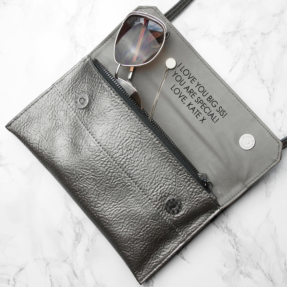 Personalised Metallic Leather Clutch Bag - treat-republic