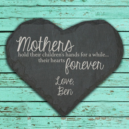 Personalised Mothers Hold Hands and Hearts Black Slate Keepsake - treat-republic