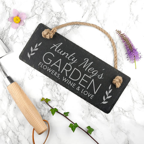Personalised Our Garden Slate Hanging Sign - treat-republic