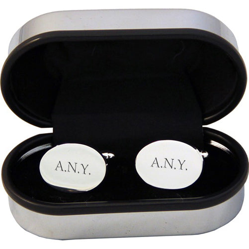 Personalised Oval Silver Plated Cufflinks - treat-republic