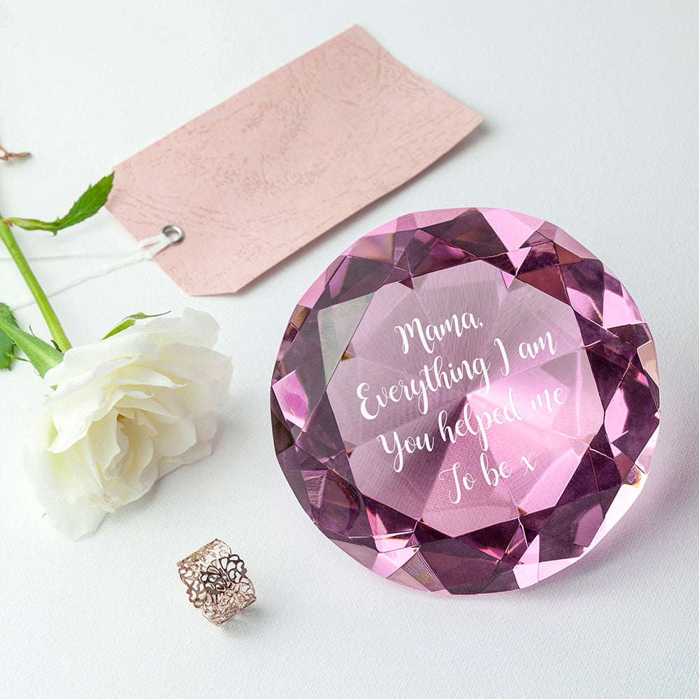 Personalised Pink Diamond Paperweight - treat-republic