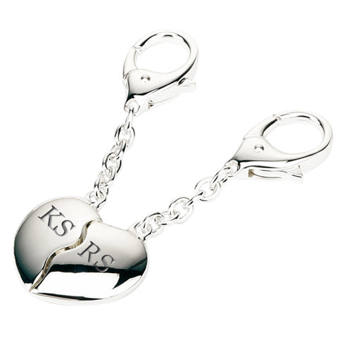 Personalised Silver Plated Joining Hearts Keyrings - treat-republic