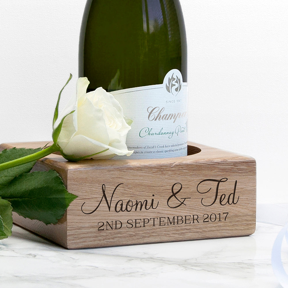 Personalised Solid Oak Champagne Holder - treat-republic