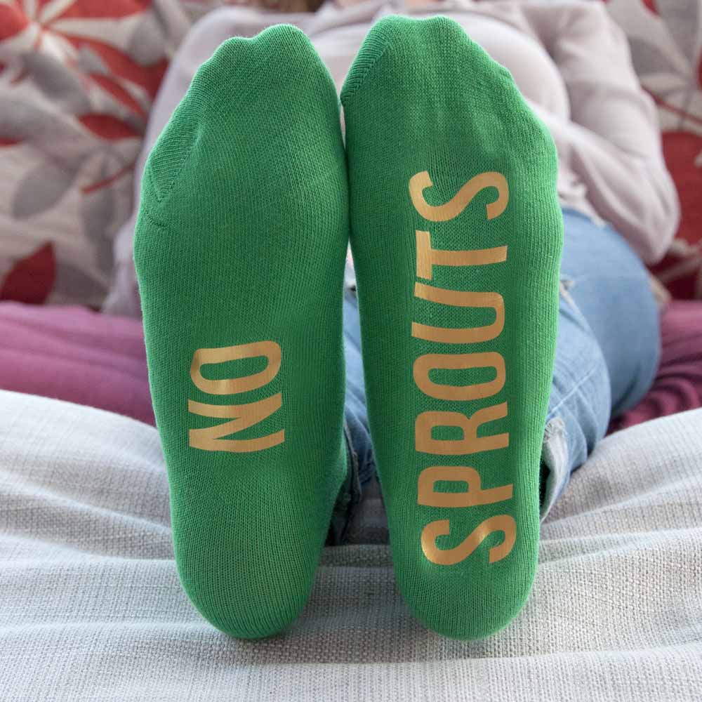 Personalised Sprout Green and Canary Yellow Christmas Day Socks - treat-republic