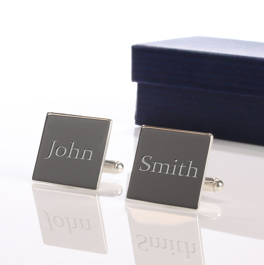 Personalised Square Silver Plated Cufflinks - treat-republic
