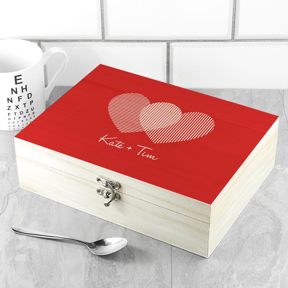 Tea Box Message Personalised Entwined Hearts Filled Tea Box | Homeware | Treat Republic