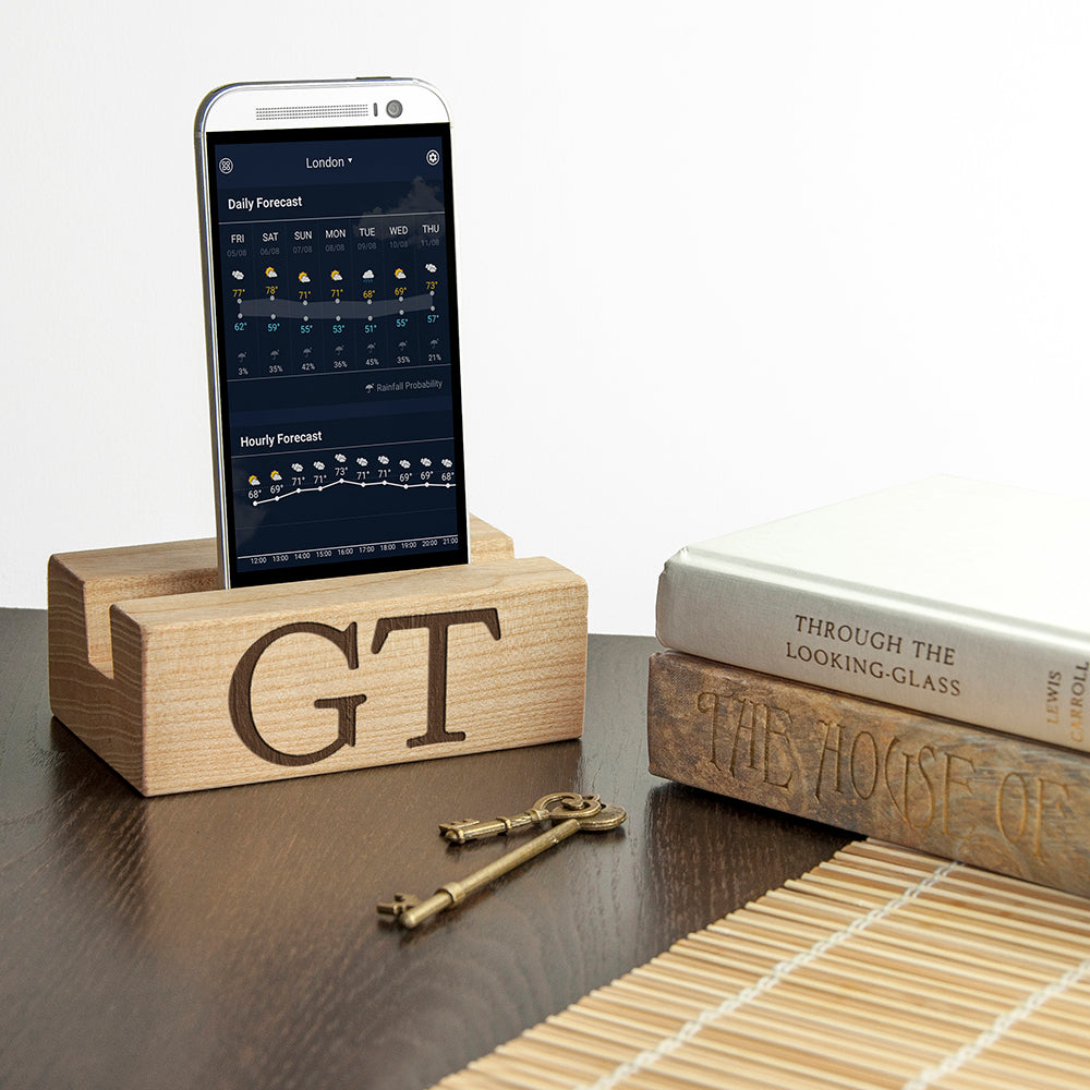 Personalised Welsh Ash Phone Tidy and Stand - treat-republic
