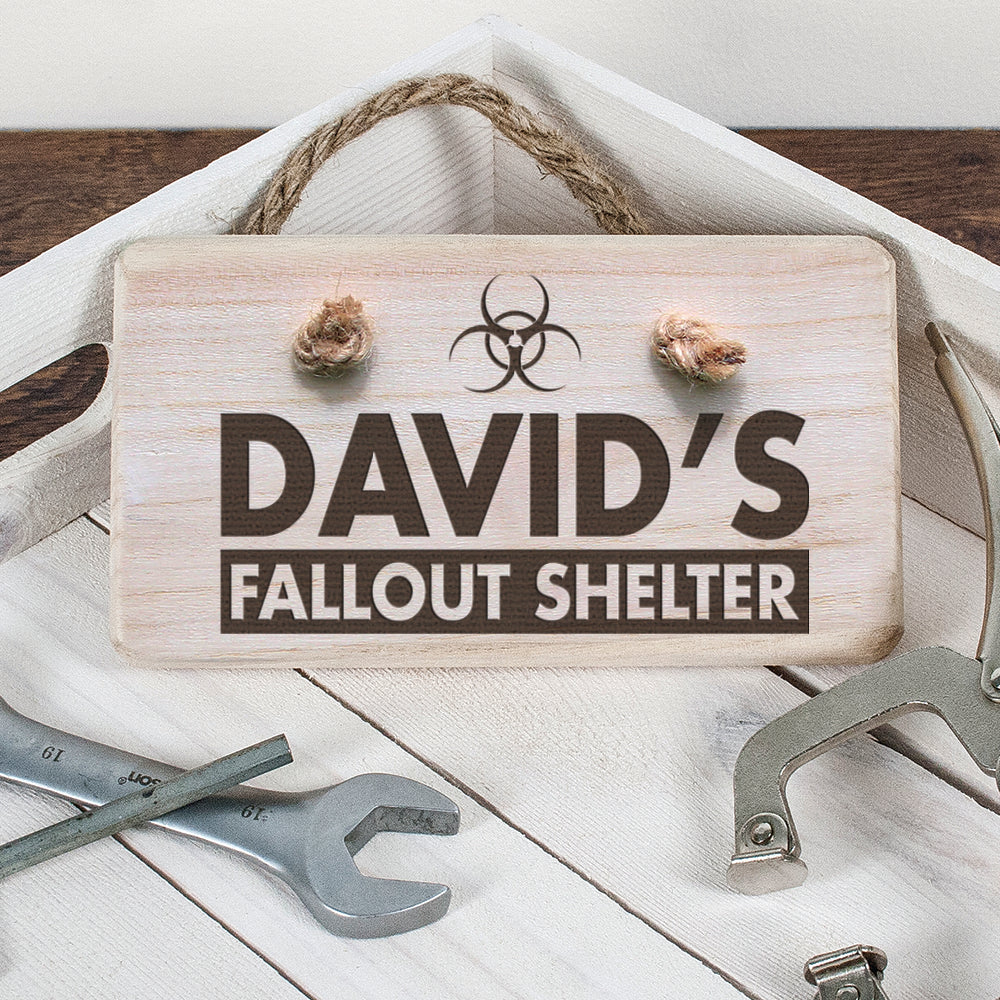 Personalised Wooden Fallout Shelter Sign - treat-republic