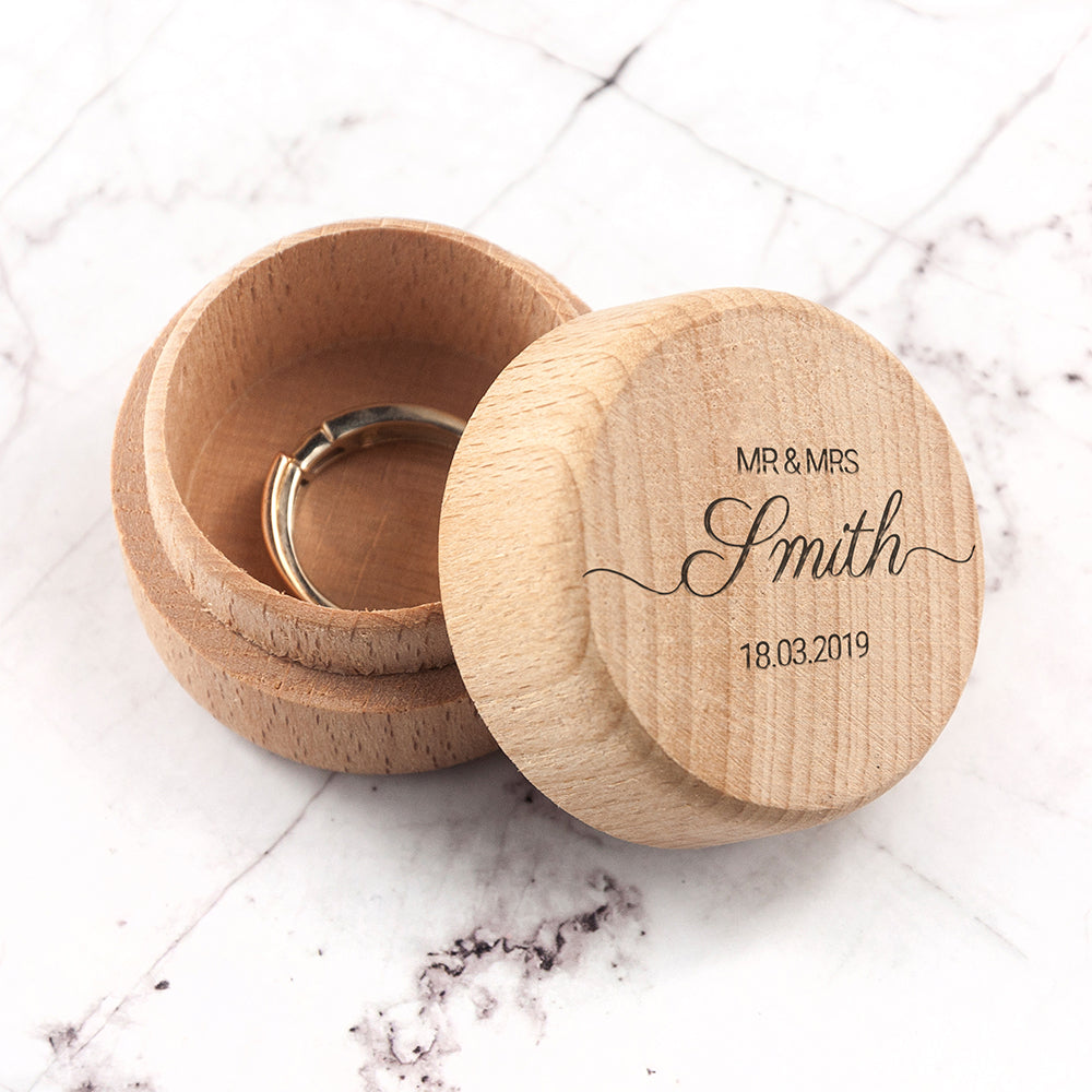 Personalised Wooden Wedding Ring Box - treat-republic
