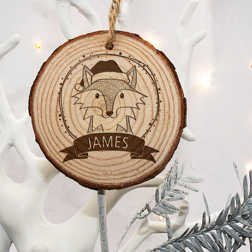 Personalised Woodland Fox Christmas Tree Decoration - treat-republic