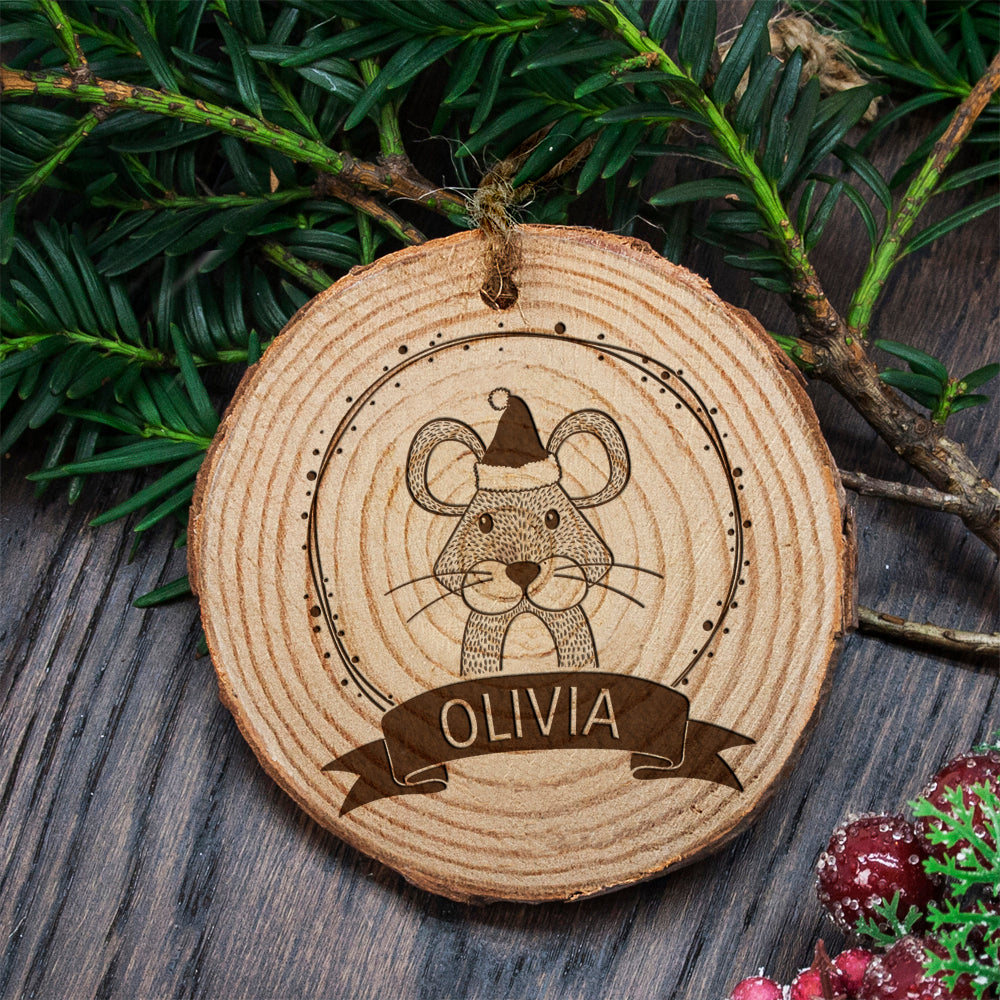 Personalised Woodland Mouse Christmas Tree Decoration - treat-republic