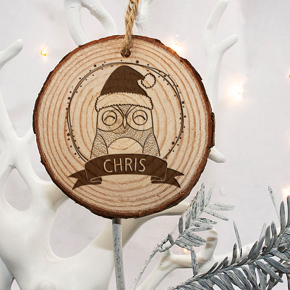 Personalised Woodland Owl Christmas Tree Decoration - treat-republic