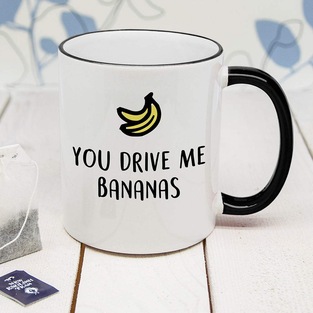 Personalised You Drive Me Bananas Black Rimmed Mug - treat-republic