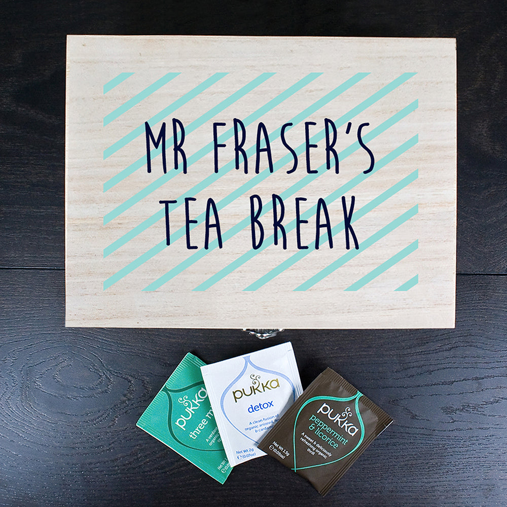 Personalised Teacher's Tea Break Box Stripes Design - treat-republic