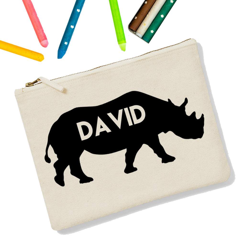 Rhino Personalised Zipup Pencil Case - treat-republic
