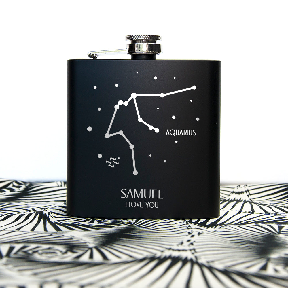 Star Constellation Matte Black Hip Flask - treat-republic