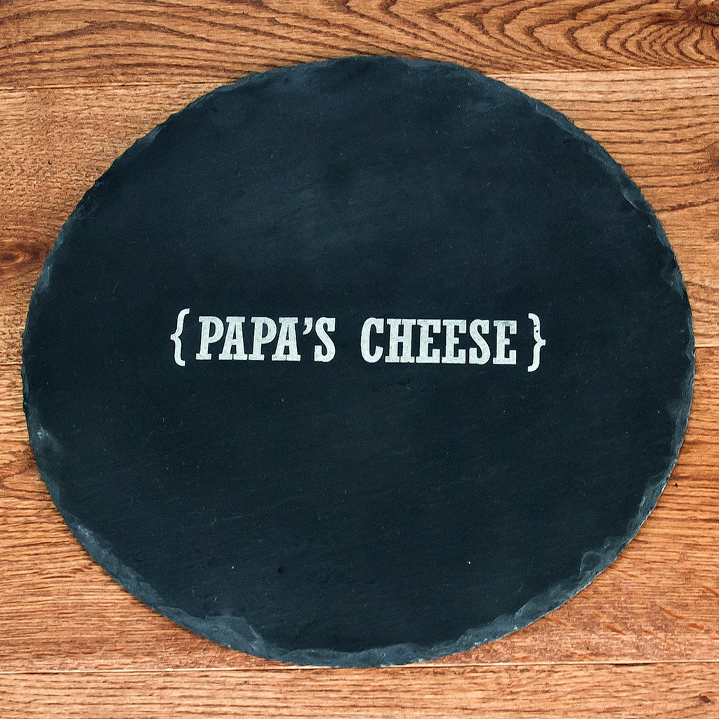 Personalised Name Swirl Brackets Round Slate Cheese Board - treat-republic