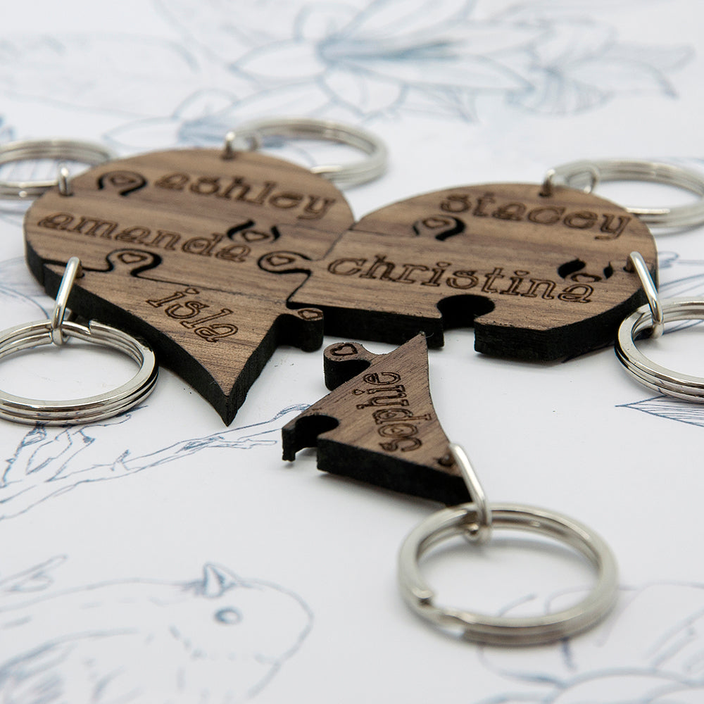 To Our Bridesmaid Heart Jigsaw Wooden Keyring - treat-republic